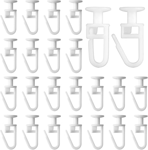 100 Pcs Curtain Track Hooks and Gliders for Window Rails - 11 mm Head for Ceiling Mount, Lockable Folding Hanging Hooks for Room and Dividers