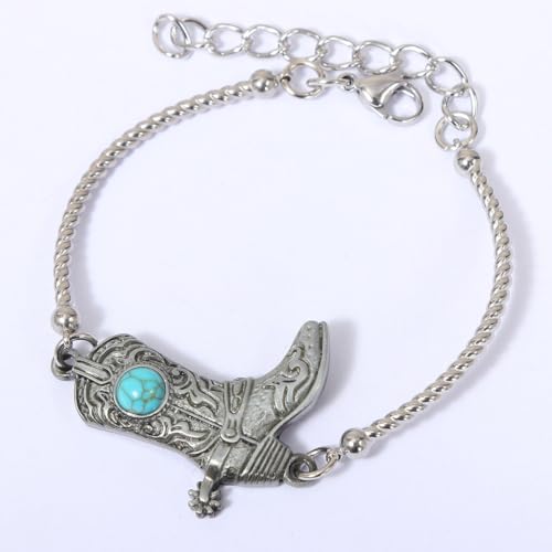 SENFAI Western Bracelet Boho Style with Turquoise Accent Bracelets Western Cowboy Bracelet for Women Men Country Concert Outfit Cowgirl Jewelry (Cowboy boot) by SENFAI - Used condition - Image 2