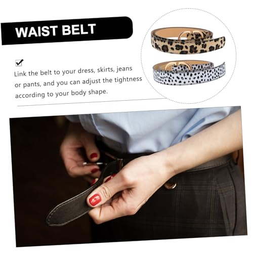 GALPADA 2pcs Leopard Waist Belts for Women Adjustable PU Buckle Dress and Jeans Belts Lightweight Fashion Accessories for Casual Outfits4
