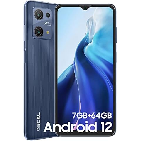 Smartphone Ohne Vertrag, OSCAL C30Pro 7GB+64GB/1TB erweiterbar, 6,5" Android 12 Handy Ohne Vertrag Günstig, 2,3GHz Octa Core CPU Cover