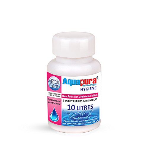 Aquapura Water Purification Tablets 100 Tablets Pack, Each Tablet for 10 litres Water (Water Purifier), 3 Years Shelf Life & Warranty, Makes Water Pure and Safe