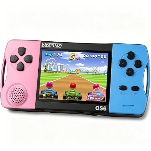 16 Bit Handheld Games for Kids with 3.5' IPS Large Screen Built-in 216 Retro Video Games Portable Gaming Player with Rechargeable Battery Mini Arcade Electronic Toy Gifts for Boys Girls (Blue+Pink)