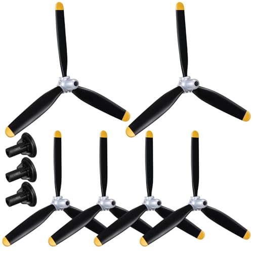 Outus 6 Sets Plane Propeller 3 Blade Compatible with F4u Rc 761-8 761-9 761-16 T28 P47 Fighter Remote Control Plane Radio Controlled Aircraft with Propeller Adapters(500mm)