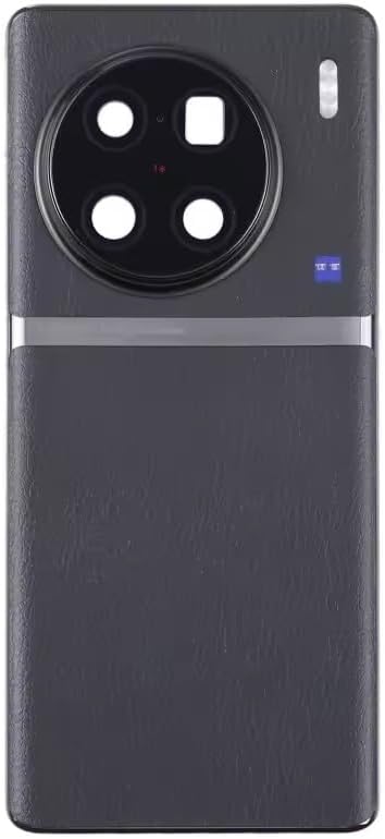 Compatible Rear Eco Leather Back Cover for vivo X90 Pro+ Model V2227A – Battery Door Housing Replacement Part (Black)