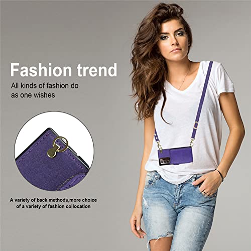 Sinqerisht Crossbody Zipper Wallet Case For Samsung Galaxy S10E Leather Phone Case With Credit Card Slot Holder Strap Shoulder Chain Flip Pu Purse Kickstand Cover For Women Girls(Purple) #TOP1