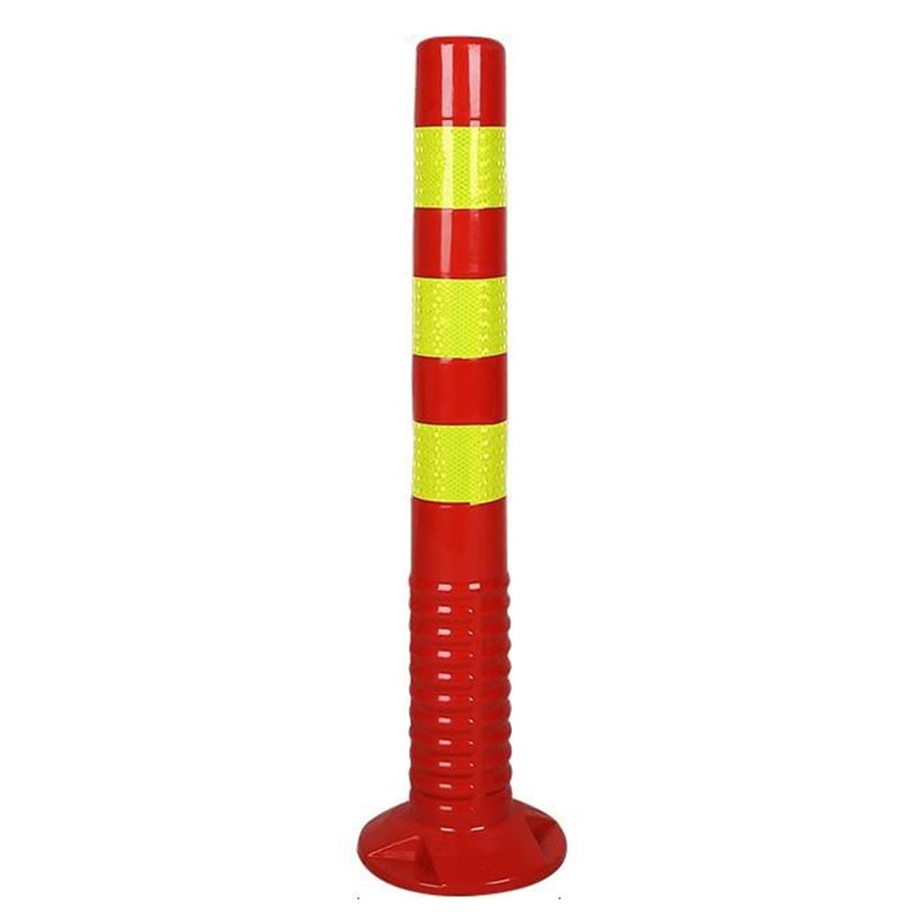 WDSOPK Safety Parking Post Bollards 75cm Traffic Safety Bollard Post, Parking Barrier Reflective Posts, Flexible PU Parking Barriers, Traffic Safety Visible Warning Sign（Red2）