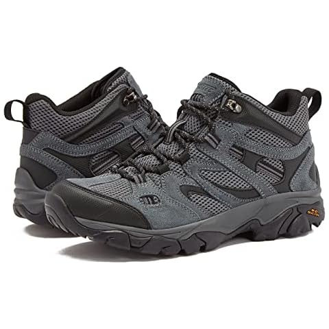 HI-TEC Ravus Mid Hiking Boots for Men, Lightweight Breathable Outdoor Trekking Shoes - Dark Grey, 11 Medium Cover