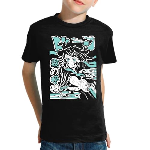 The Fan Tee Camiseta Infantil De Niño Niña Dibujos Animados Demon Cazadores De Demonios, Técnicas De Respiración, Silencio Del Agua, Danza Del Dios Del Fuego 012 12 Años