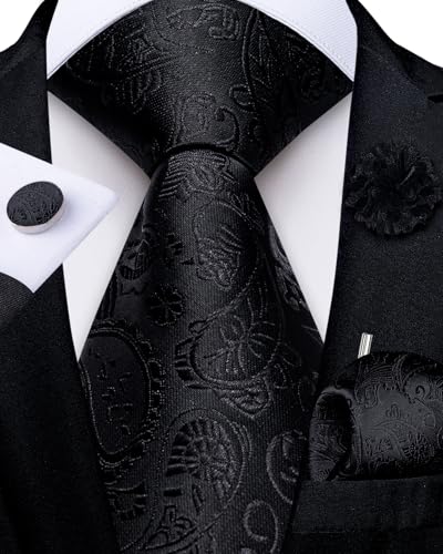 Image of DiBanGu Mens Zipper Tie Silk Pre-Tied Necktie with Gift Box