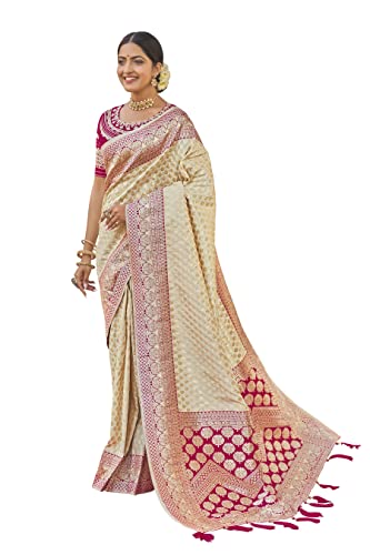 MANOHARI Most Trendy Jacquard Work Woven Saree with Unstitch Blou...