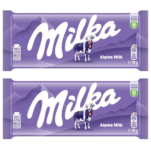 Milka Alpenmilch Alpine Milk Chocolate 90g (Pack of 2)