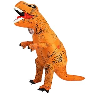 Inflatable Dinosaur Costume Kids, Durable T-REX Costume for Halloween,Brown