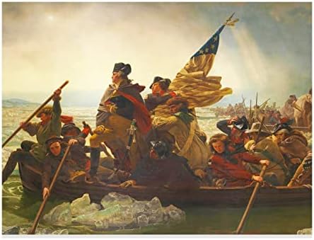 ZZPT Washington Crossing the Delaware Painting Poster by Emanuel Leutze - Modern Art Wall Decor - Inspirational Canvas Wall Art Print Picture for Bedroom Living Room Office Unframed (12x24in/30x60cm)