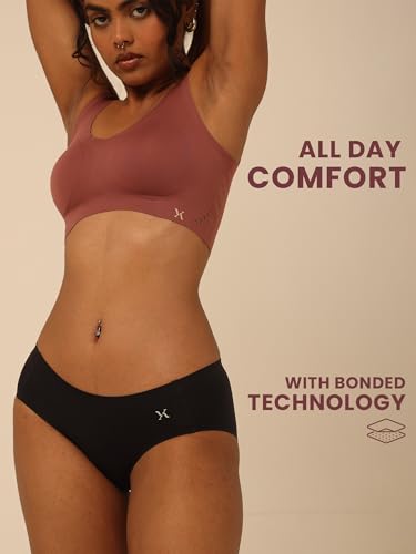 Image of Krvvy Breeze Hipster Underwear for Women | Seamless Mid Waist Panties with Super Stretchable Fabric | Odourless Ventilation | InvisiSoft Edges