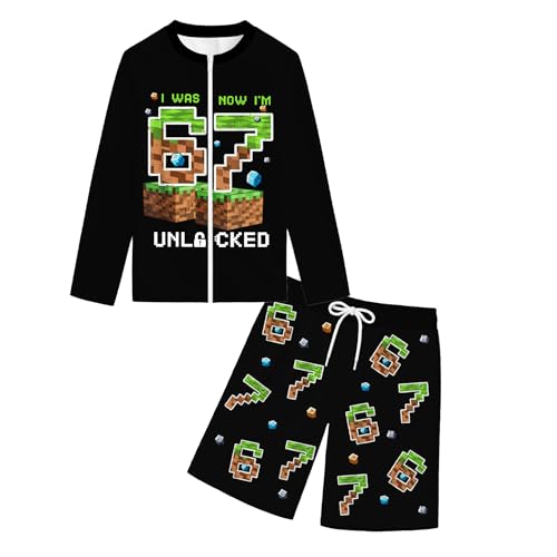 HBTJCZXL Boys 67 Meme Pattern Swimsuit One Piece Swimwear Kids Six Seven Summer Bathing Suit Beach