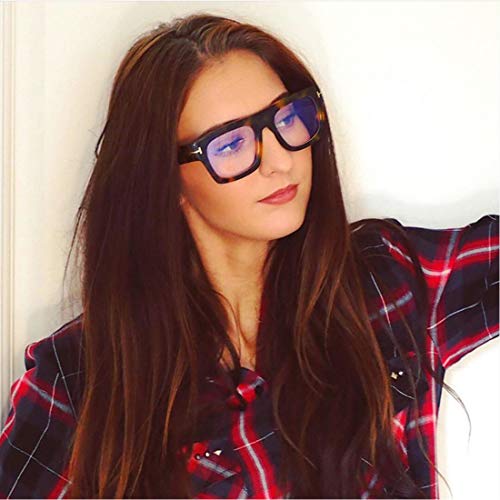 Jurchio Unisex Stylish Square Non-Prescription Eyeglasses Glasses Flat Top Big Eyeglass Frames Large Lens Clear Lens Eyewear (Black) #TOP4