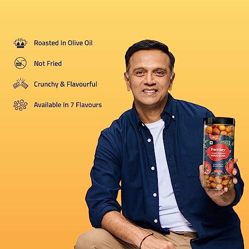 Image of Farmley Roasted and Flavoured Tangy Tomato Makhana | Namkeen Snacks & Puffed Snacks | Healthy Snack | Cholesterol Free | Gluten Free | Rich In Protein & Fiber | Roasted in Olive Oil - 77g Jar