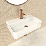 HOGART lavabo pequeño baño 45x28cm con seno a la derecha, lavabo de cerámica...