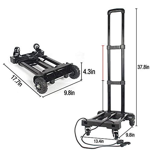 Carretilla de mano plegable de 4 ruedas y plataforma resistente de 165 lbs para almacén 4