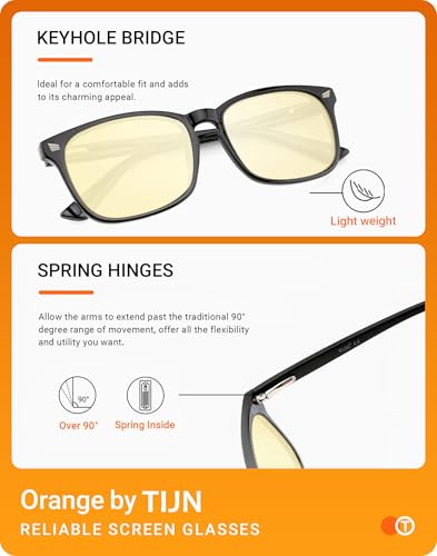 Image of TIJN Gaming Glasses Blue Light Blocking Glasses for Women Men Nerd Eyeglasses Screen Fatigue Anti UV Glare, Black(Gaming Glasses)