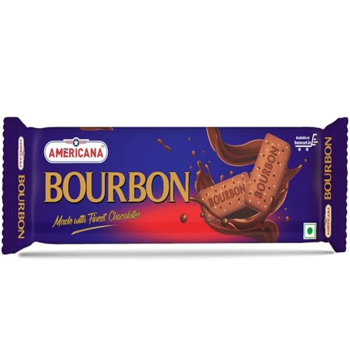 Image of Americana Premium Bourbon Chocolate Sandwich Biscuits, 150g x 8Packets - Rich Creamy Filling, Crispy Cocoa Biscuits, Vegetarian Tea Time Snack Pack Of 8