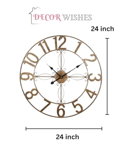 Image of Vintage Clock Big Antique Metal Wall Clock for Bedroom Stylish Roman Clock Handicraft Wall Decor Clock
