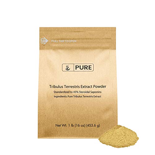 100% Pure Tribulus Terrestris Extract Powder, 1 lb, 45% Steroidal Saponins, Vegetarian, 450+ Servings, Gluten-Free, Non-GMO, Made in USA, Naturally Sourced, Unflavored, Undiluted, & Additive-Free