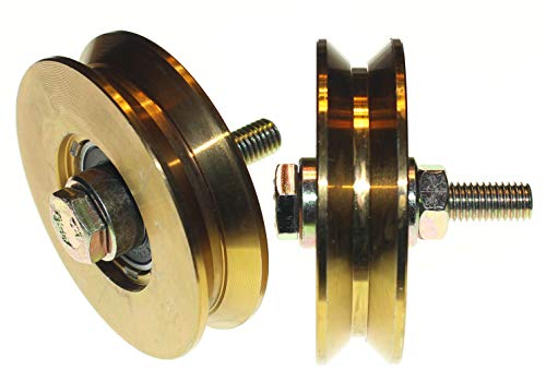 (V79–12) Lot de 2 roues pour portail coulissant, roues de poulie en acier avec rainure en V, fabriquées en Union Européenne (79 mm de diamètre, tige de 12...