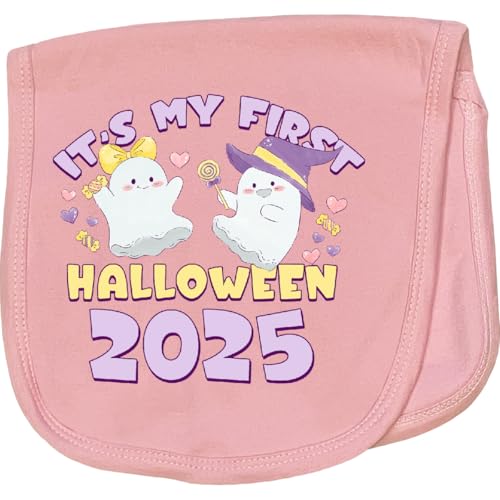 inktastic It's My First Halloween 2025 Baby Burp Cloth Pink 464c2