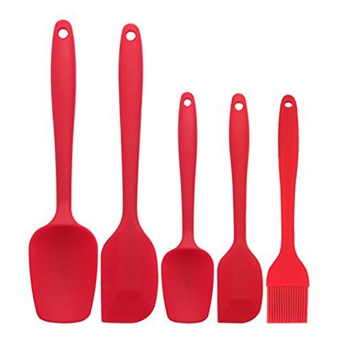 Jechery Silicone Spatula Set of 5 Pieces for Cooking Baking Pastry Tools Heat-Resistant Non-Stick Spatula Spoon Brush Baking Utensil Tools