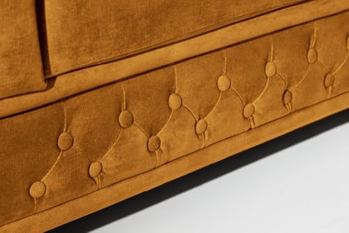 Riess Ambiente Barock Sofa Chesterfield 205cm - senfgelb - Samt Federkern Knopfheftung 3-Sitzer-Couch Wohnzimmer Retro – Bild 6