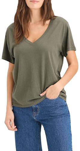 Dockers Premium Deep V-Tee T-Shirts Femme col V profond en coton léger