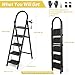 5 Step Ladder with Tool Storage Tray, Folding Step Stool with Wide Anti-Slip Pedal Handle, Sturdy Steel Tall Step Ladder Portable for Adults, 330lbs Capacity Lightweight for Kitchen Home Office, Black