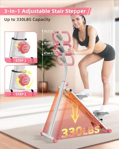 Image of Stair Stepper for Home, Vertical Climber Workout Machine with Handlebar for Full Body Exercise Stair Climber Machine with Stable Frame & 3 Adjustable Height