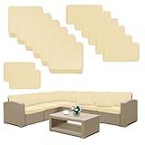 Comcaver 14 Pack Patio Cushion Covers Set Outdoor Cushion and Pillow Replacement for 7 Pieces 6 Seater Funiture Conversation Set Sectional Waterproof Patio Cushion Slipcovers Set Biege Covers ONLY