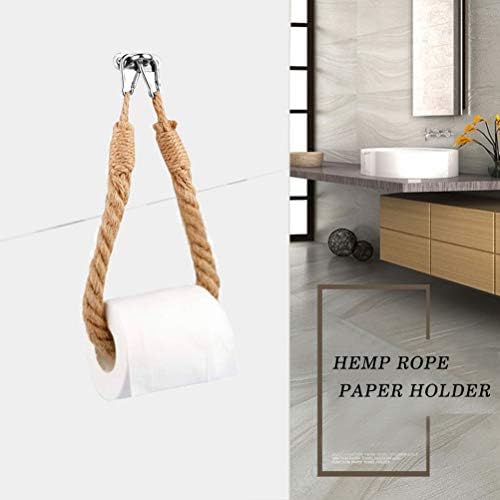 kuou Rope Toilet Roll Holder, Nautical Rope Toilet Paper Holder Vintage Wall-Mounted Towel Rack Ocean Beach Bathroom Home Decor