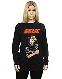 Billie Eilish Mujer Anime Pose Novio Fit Manga Larga De La Camiseta Negro XX-Large