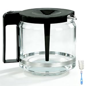 𝙐𝙥𝙜𝙧𝙖𝙙𝙚𝙙 Carafe Compatible With moccamaster KBG Brewers (89830), Compatible With moccamaster Carafe Replacement, 10-Cup/1.25L/40oz, Coffee Pot With Metal Ring, Includes Random Cleaning Brush.