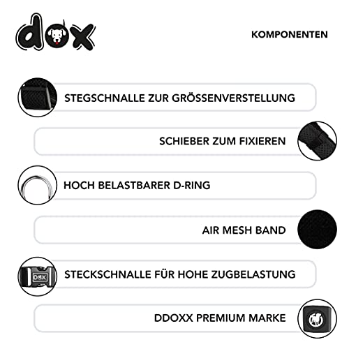DDOXX Airmesh Hundehalsband - Stabiles und Verstellbares Welpenhalsband für alle Größen - S (Schwarz)