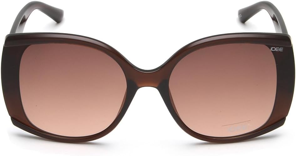 IDEE 100% UV Protected Sunglasses for Women with Shiny Crystal Frame Dark Brown Polycarbonate Size Large with Brown Lenses