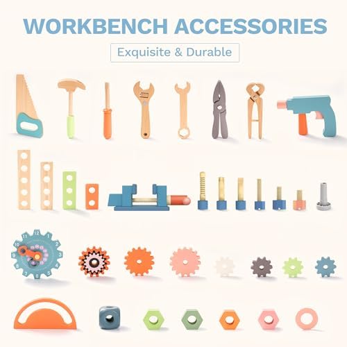 Robud Large Wooden Play Tool Workbench Set For Kids Toddlers thumb #1