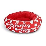 Disney Dog Bed, Minnie Mouse Script and Polka Dot Red, Donut