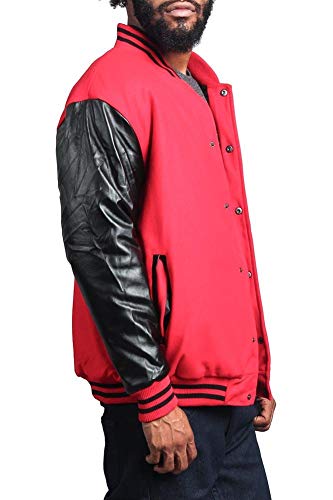 G-Style USA Letterman Varsity Jacket VJ100A - RED/Black - 2X-Large