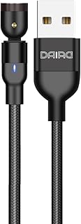 DAIAD USB充電 ケーブル単品 マグネットケーブルのみ 1PIN 充電専用 0.5m 着脱式 LED付き 首振り 360度回転 可動式 ナイロン編組 (ブラック)