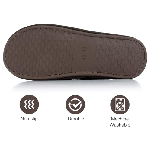 Image of GOEWY Mens Two-Tone House Slippers with Memory Foam Cozy Warm Slip On House Shoes for Indoor Outdoor Gifts for Men Him Dad