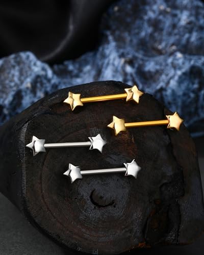 Jewseen 14G Dainty Star Nipple Rings Surgical Steel Nipple Piercing Jewelry Gold Nipple Ring Nipple Barbell Nipple Piercing Nipple Jewelry2