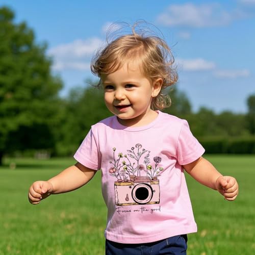 Image of Kids Short Sleeve Tees Toddler Crewneck T-Shirts Boys Girls Dino Raccoon Excavator Silly Goose Flower Girl Tops 2-7 Years