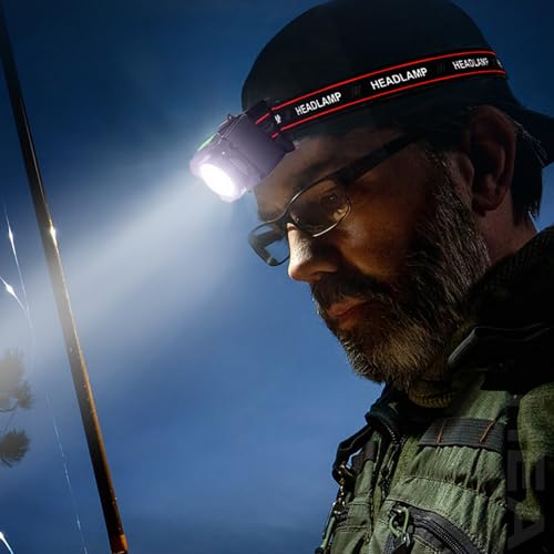 Derwrtup Linterna Frontal LED Recargable - Linterna Impermeable para Equipo de Iluminación | Luz Frontal | para Usar en Camping, Aire Libre, Senderismo, Correr, Ciclismo, y Caminata Nocturna - imagen 2