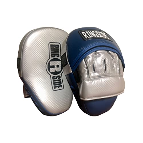 Ringside Limited Edition Panther Punch Mitts for Boxing & MMA - Durable Synthetic Leather, Snug Hand Compartment, Thickly Padded Wrist Strap, Blue/Silver