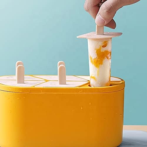 Premium BPA Free Popsicle Moulds, 6 Pieces Ice Pop Mold - Reusable Easy Release Small Ice Pop Maker Molds (Great for Babies, Toddlers, Kids & Adults) (Sunburst Orange)